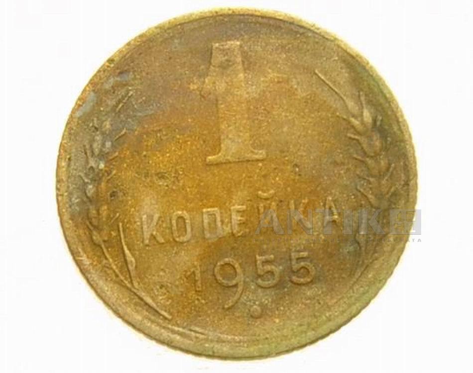 Советская монета 1 копейка 1955 года