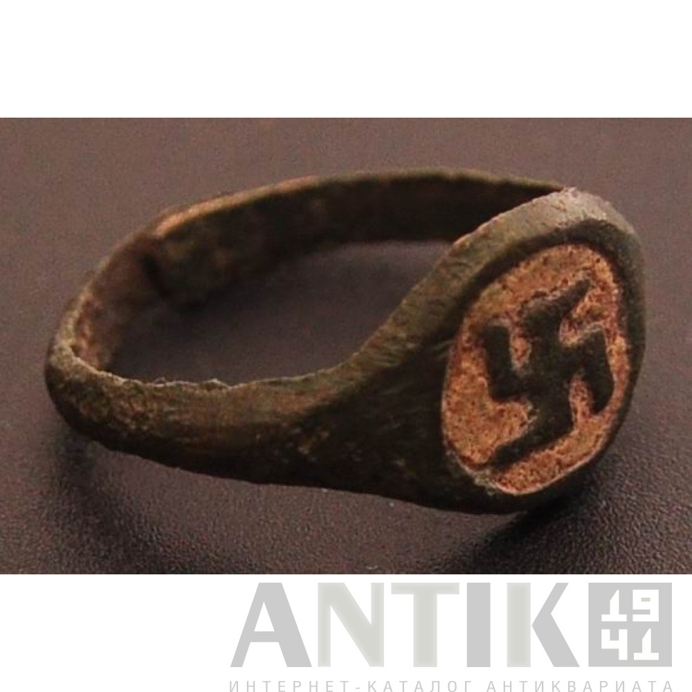 Кольцо со свастикой Славяне. 13-15 век, древнерусское украшение 6