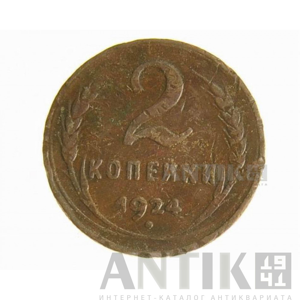 Монета разменная 2 копейки 1924 года 1